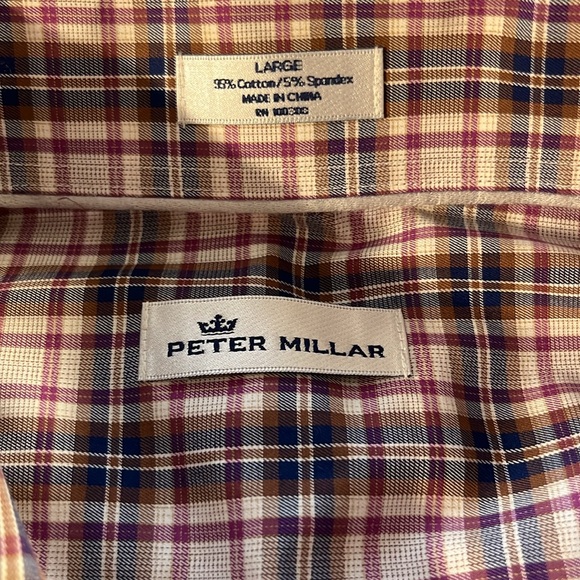 Peter Millar Multicolor Check Button Down Cotton - Picture 6 of 8